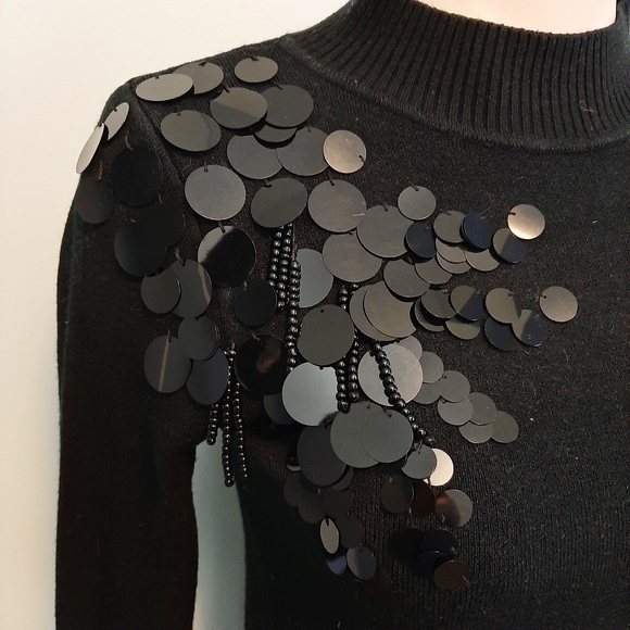 🅱️🅾️G🅾️ Black sequins long sleeves sweater - Picture 3 of 5